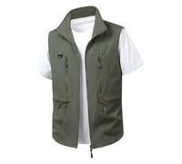 RUMAOZIA Gilet d'extérieur léger et respirant pour homme - Col montant - Gilet de travail multi-poches en nylon - Gilet de pêche - Gilet de chasse - Gilet de chasse - Gilet multifonction classique fin