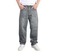 RUMAOZIA Jean baggy pour homme - Vintage Streetwear - Coupe ample - Coupe droite - Y2K - Hip Hop - Denim - Pantalon cargo - Pantalon cargo - Pantalon d'extérieur, gris clair, 38