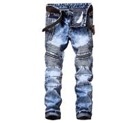 RUMAOZIA Jean slim Y2K pour homme - Coupe ajustée - Coupe droite - Mélange de polyester léger - Coupe confortable - Pour un usage quotidien, les activités de plein air, les fêtes, Bleu2, 36