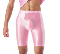 RUMAOZIA Legging brillant pour homme - Boxer stretch - Short de course - Respirant - Lingerie sexy - Coupe ajustée - Short de bain sexy, Rose, XXL