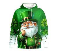 RUMAOZIA Leprechaun Sweat à capuche médiéval pour homme avec motif trèfle 3D pour la Saint Patrick, costume créatif de carnaval, jersey doux avec teneur en viscose, festival, pub et fête, P vert., XXL