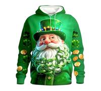 RUMAOZIA Leprechaun Sweat à capuche médiéval pour homme avec motif trèfle 3D pour la Saint Patrick, costume créatif de carnaval, jersey doux avec teneur en viscose, festival, pub et fête, Q vert., 4XL