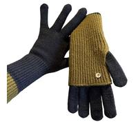 RUMAOZIA Maillard Gants tricotés bidirectionnels avec bouts tactiles et protège-poignets en laine bloqués de couleur, O gris foncé, taille unique