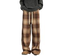 RUMAOZIA Pantalon de jogging à carreaux pour homme - Doublure polaire - Hip Hop Y2K - Pantalon de randonnée - Pantalon d'hiver - Pantalon de survêtement - Pantalon de loisirs - Taille haute - Pantalon