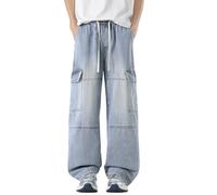 RUMAOZIA Pantalon en jean stretch pour homme avec élastique - Pantalon en denim - Taille élastique - Couleur unie - Pantalon de sport classique décontracté - Pantalon de sport universitaire - Pantalon