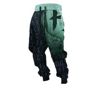 RUMAOZIA Pantalon viking 3D pour homme - Pantalon de jogging pour homme - Avec cordon de serrage - Taille élastique - Mythologie nordique - Imprimé - Festivals - Marché médiéval - Costume indien