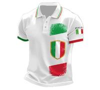 RUMAOZIA Polo à manches courtes pour homme - Motif drapeau italien - Respirant - Séchage rapide - Avec boutonnière - Pour l'été - Confortable - Décontracté - Manches courtes - Pour le golf, Blanc., XL
