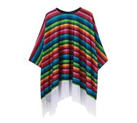 RUMAOZIA Poncho Mexicain Alechandro Multicolore avec Franges pour Homme et Femme, Idéal pour Fête de Carnaval, Cinco de Mayo, Rouge, Taille Unique