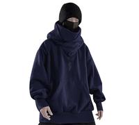 RUMAOZIA Pull à capuche Ninja pour homme, pull à col roulé Hip Hop Y2K Harajuku, gothique, col châle, sweat-shirt à capuche, surdimensionné, col roulé avec masque, 3XL