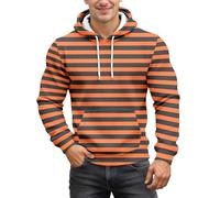 RUMAOZIA Pull à capuche pour homme - Costume de carnaval - Cathédrale de Cologne - Confettis - Carnaval - Carnaval - Manches longues - Rouge et blanc - Rayures - Pull avec motif - T-shirt amusant à