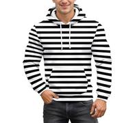 RUMAOZIA Pull à capuche pour homme - Costume de carnaval - Cathédrale de Cologne - Confettis - Carnaval - Carnaval - Manches longues - Rouge et blanc - Rayures - Pull avec motif - T-shirt amusant à