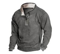 RUMAOZIA Pull en polaire pour homme - Fermeture éclair 1/4 - T-shirt de sport - Pour le ski et le vélo - Confortable - Pour l'extérieur - Doux - Automne/hiver - Doublé - Thermique - Manches longues -