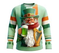 RUMAOZIA Pull unisexe aéré pour la Saint Patrick, vert avec impression 3D lutin ou léprechaun, sweat-shirt à manches longues, design simple pour hommes et femmes, T vert., XXL