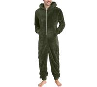 RUMAOZIA Pyjama unisexe en polaire Teddy - Combinaison une pièce - Combinaison en peluche - Costume d'Halloween - Costume de carnaval - Confortable - Automne et hiver, O Armée Vert, S