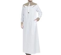 RUMAOZIA Robe musulmane pour homme - Caftan Abaya - Col debout - Arabe saoudite - Dubaï - Robe longue ethnique blanche - Robe turque orientale, O Kaki., XXXL