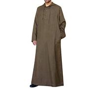 RUMAOZIA Robe musulmane pour homme - Caftan musulman Abaya - Robe turque - Thobe - Robes islamiques du Moyen-Orient - Robes arabes saoudites - Vêtements de prière pour homme, Marron, S
