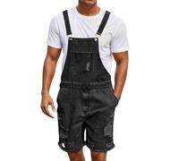 RUMAOZIA Salopette courte pour homme - En jean des années 90 - Salopette de travail pour homme - Pantalon d'été usé - Pantalon stretch en denim vintage - Salopette courte, moderne, classique, vintage