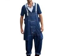 RUMAOZIA Salopette de travail pour homme - Longue salopette avec poches multifonctions - Bleu - Salopette de travail pour artisans, maçons, couvreurs, charpentiers, électriciens et bien d'autres, bleu