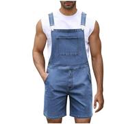 RUMAOZIA Salopette en jean pour homme - Short d'été - Combinaison en jean - Salopette cargo baggy - Pantalon de travail court - Coupe ample - Vintage - Avec poches, Bleu1, XXL