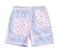 RUMAOZIA Short de bain long pour homme - Motif cachemire - Imprimé floral - Avec cordon de serrage - En maille - Bandana imprimé - Décontracté - Pour l'été - Plage, O violet, S