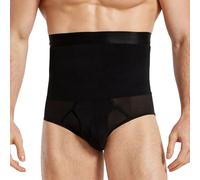 RUMAOZIA Short gainant pour homme, taille haute, slip gainant, respirant, sous-vêtement fonctionnel, couleur unie, sous-vêtement ventre plat, en maille, short d'entraînement tendance, O Noir., L