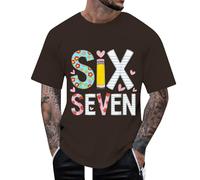 RUMAOZIA Six Seven Meme T-shirt pour homme Motifs drôles Manches courtes Col rond Coloré Simple Dk. T-shirt doux basique mode décontractée confortable respirant polyvalent, O Marron., M