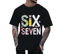 RUMAOZIA Six Seven Meme T-shirt pour homme Motifs drôles Manches courtes Col rond Coloré Simple Dk. T-shirt doux basique mode décontractée confortable respirant polyvalent, O Noir., XXL