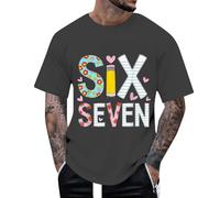 RUMAOZIA Six Seven Meme T-shirt pour homme Motifs drôles Manches courtes Col rond Coloré Simple Dk. T-shirt doux basique mode décontractée confortable respirant polyvalent, O gris foncé, S