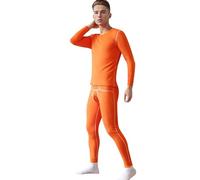 RUMAOZIA Sous-vêtements thermiques fonctionnels pour homme - Sous-vêtements thermiques - Manches longues et pantalon de pyjama avec poche - Vêtement de nuit - Respirant, O Orange, M