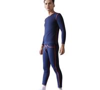 RUMAOZIA Sous-vêtements thermiques fonctionnels pour homme - Sous-vêtements thermiques - Manches longues et pantalon de pyjama avec poche - Vêtement de nuit - Respirant, O Bleu 1, M