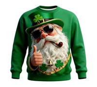 RUMAOZIA St Patrick's Sweat-shirt pour Homme, Haut Vert 2026 Mode Ample Tendance Imprimé 3D avec Capuche Col Rond Sweat-Shirt Tenues pour Festival Irish Day Vêtements, O Vert., L