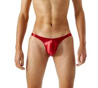 RUMAOZIA Strings pour hommes en satin, tanga à taille basse, shorts de bikini, sous-vêtements séduisants, tanga brillant et huileux, grandes tailles, sous-vêtements Sissy pour hommes, sissy culotte