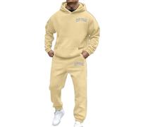 RUMAOZIA Survêtement baggy pour homme - 2 pièces - Imprimé New York - Survêtement de loisirs - Sweat à capuche - Couleur unie - Manches longues - Sweat à capuche et pantalon de jogging - Vêtements de
