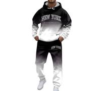 RUMAOZIA Survêtement pour homme - Avec logo New York - Dégradé de couleurs - Survêtement de sport - Sweat à capuche et pantalon de jogging - Deux pièces - Manches longues - Y2K - Confortable - Baggy