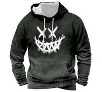 RUMAOZIA Sweat à capuche pour homme avec impression Y2K - Sweat à capuche avec imprimé smiley - Hip Hop - Décontracté - Manches longues - Basique - Pull à capuche - Automne - Hiver - Chaud et