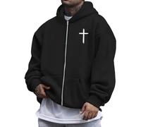 RUMAOZIA Sweat à capuche pour homme Jesus Loves You Oversize Y2k Pull à capuche imprimé alphabet Sweatshirt à manches longues Sweats décontractés avec poche Pull surdimensionné Doux Veste à capuche