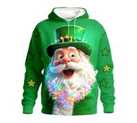 RUMAOZIA Sweat à capuche pour homme Saint Patrick - Trèfle 3D - Avec figurine Leprechaun - Pull de loisirs moderne vintage - Matière mixte chaude pour les fêtes de rue et les fêtes à thème, Q vert