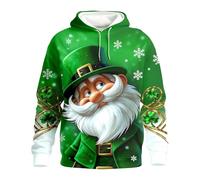 RUMAOZIA Sweat à capuche pour homme Saint Patrick - Trèfle 3D - Avec figurine Leprechaun - Pull de loisirs moderne vintage - Matière mixte chaude pour les fêtes de rue et les fêtes à thème, P vert