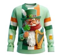 RUMAOZIA Sweat-shirt vert unisexe pour la Saint Patrick, impression 3D, petit lutin Leprechaun, matière aérée agréable, pull basique à manches longues pour vêtements de festival irlandais, P vert., XL