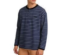 RUMAOZIA T-shirt rayé à manches longues pour homme - T-shirt de pêcheur - Rayé - Manches longues - Pour le carnaval, les marins, les condamnés, les pantomimes, O bleu marine, L