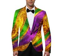 RUMAOZIA Veste à paillettes pour homme - Coupe ajustée - Élégante impression 3D - Paillettes - Avec mariage, fête, Nouvel An, carnaval, performance brillante - Pour les spectacles sur scène, les fêtes