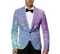 RUMAOZIA Veste à paillettes pour homme - Coupe ajustée - Élégante impression 3D - Paillettes - Avec mariage, fête, Nouvel An, carnaval, performance brillante - Pour les spectacles sur scène, les fêtes