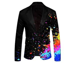 RUMAOZIA Veste de costume pour homme - Coupe droite - Costume de carnaval - Blazer des années 80 - Costume hippie des années 70 - Veste de costume disco avec motif coloré pour mariage, bal de fin