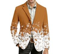 RUMAOZIA Veste de Noël pour homme - En velours côtelé - Rouge - Motif de Noël - Veste de costume - Blazer d'affaires - Veste de costume sportive - Costume de Noël, O Orange, M