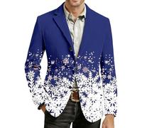 RUMAOZIA Veste de Noël pour homme - En velours côtelé - Rouge - Motif de Noël - Veste de costume - Blazer d'affaires - Veste de costume sportive - Costume de Noël, O bleu foncé., M