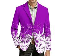 RUMAOZIA Veste de Noël pour homme - En velours côtelé - Rouge - Motif de Noël - Veste de costume - Blazer d'affaires - Veste de costume sportive - Costume de Noël, O violet, M