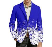 RUMAOZIA Veste de Noël pour homme - En velours côtelé - Rouge - Motif de Noël - Veste de costume - Blazer d'affaires - Veste de costume sportive - Costume de Noël, O bleu., M