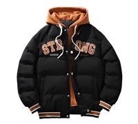 RUMAOZIA Veste d'hiver matelassée pour homme - Doudoune chaude - Veste de baseball - Coupe-vent - Unisexe - Épaisse - Avec fermeture éclair - Confortable - Décontractée - Bloc de couleurs - Veste