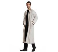 RUMAOZIA Vêtements arabes pour homme - Cardigan musulman - Kimono islamique - Manches longues - Ouvert sur le devant - Broderie Caftan Saoudite Jubba Thobe Abaya Caftan - Or - Velours - Robe de prière