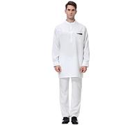 RUMAOZIA Vêtements arabes pour hommes - Ensemble pantalon musulman - Deux pièces - Caftan musulman islamique traditionnel turc - Robe du Moyen-Orient - Vêtements musulmans décontractés - Dishdasha